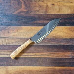 MaglioNero - Coltello Santoku Lama 17,00cm Manico in Olivo - Made in Italy