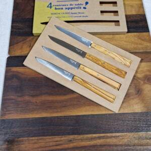 Bon Appétit - Coltelli Tavola Set 4 Pezzi in legno di Olivo - Made in France - Opinel