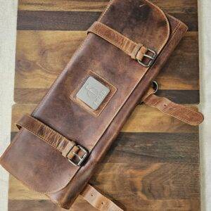 Forged - Borsa Portacoltelli in Cuoio di vacchetta chocolate 8 posti
